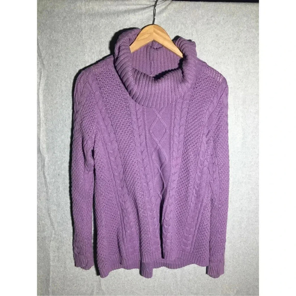 croft & barrow Sweaters - Womens Croft & Barrow Sweater Turtleneck Purple Cable Knit Winter Closet Staple